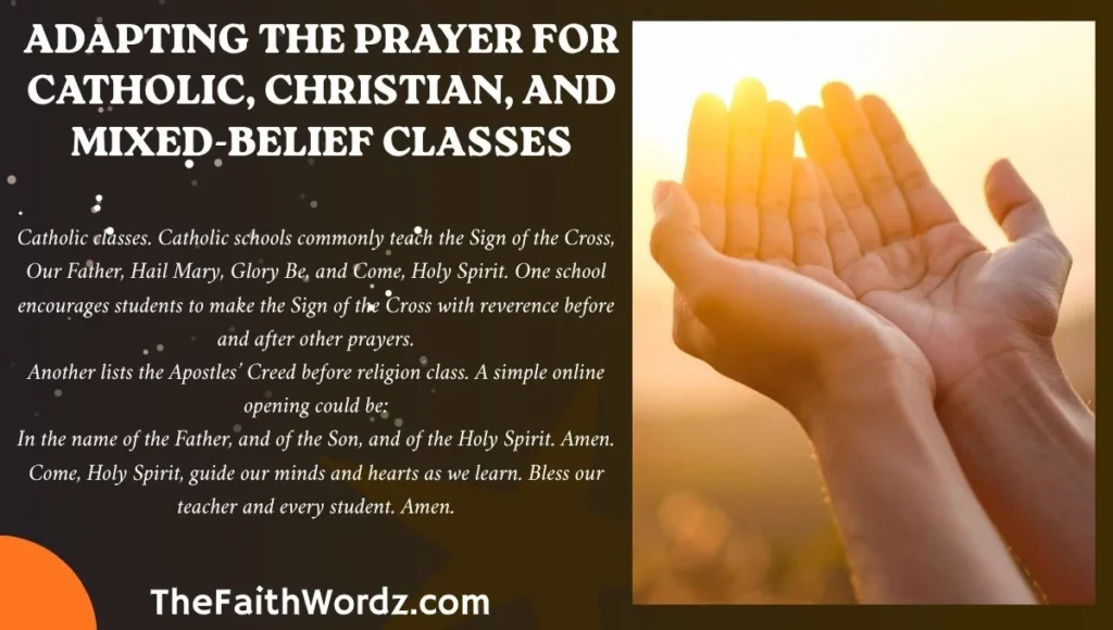 Adapting the Prayer for Catholic, Christian, and Mixed-Belief Classes
