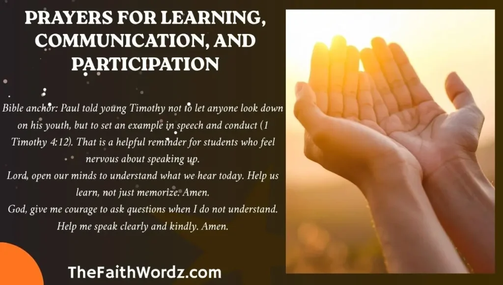 Prayers for Learning, Communication, and Participation